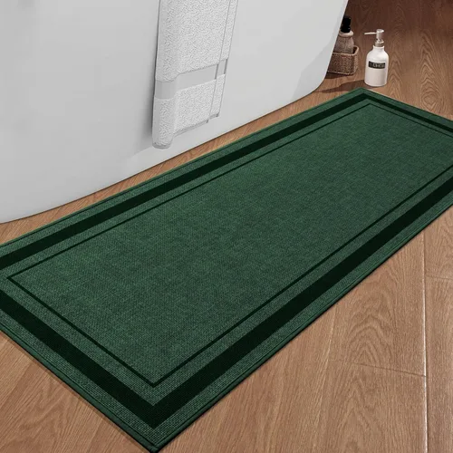 Vista 45 de chakme Juego de 2 alfombras de baño ultrafinas, absorbentes, antideslizantes, lavables a máquina, color beige oscuro, 17 x 24 pulgadas + tapete