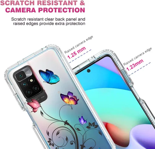 Vista 3 de Funda para Redmi 10 (2021/2022)/Redmi 10 Prime con protector de pantalla de vidrio templado, cuerpo completo transparente con protección de diseño