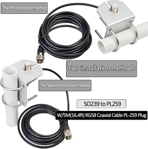 Vista 3 de HYS Soporte de montaje de antena de poste en forma de L SO239-PL259 RG58