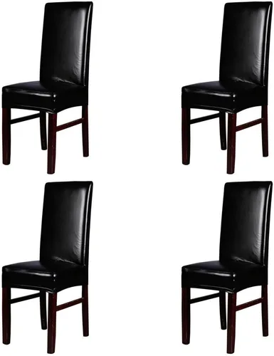 Vista 8 de FLYPARTY Funda elástica de piel sintética sólida impermeable para silla de comedor, extraíble, lavable, funda protectora para silla de comedor Beige