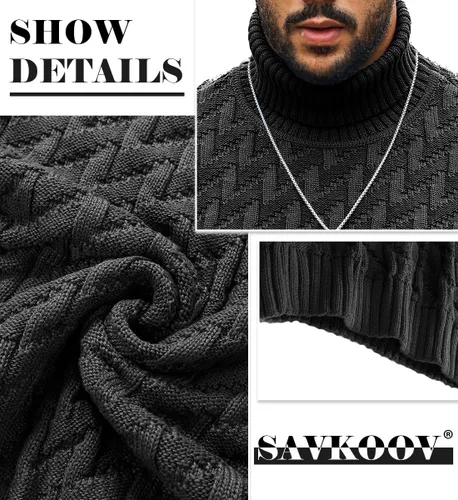 Vista 5 de SAVKOOV Suéter de cuello alto ajustado para hombre