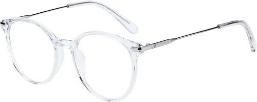 Vista 7 de ZENOTTIC Gafas ópticas redondas con marco transparente, lentes transparentes, lentes sin receta para mujer Negro