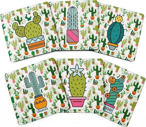 Vista 25 de Juego de 6 posavasos cuadrados de 4 pulgadas, fáciles de limpiar, base de corcho, reutilizables, diseño de calavera