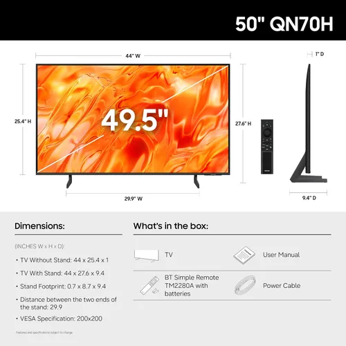 Vista 2 de Samsung Serie QN70H de 50 pulgadas, Mini LED Neo QLED, 4K, Smart TV, 2026