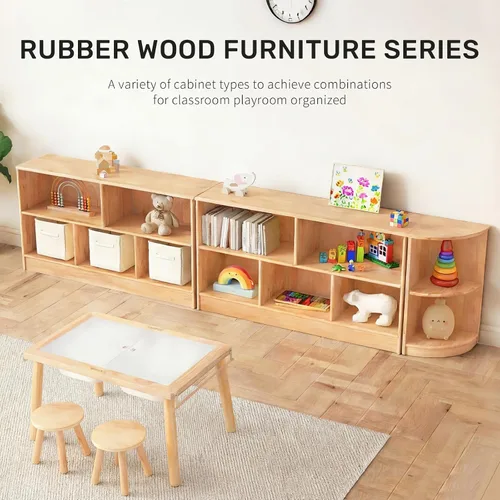 Vista 7 de WINGYZ Rubber Wood Corner Cabinet, 2-Tier Montessori Shelf, 2 Shelf Bookcase Toy Storage Organizer, Montessori Bookshelf for Kids Rooms, Classroom