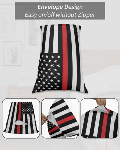 Vista 7 de Fundas de almohada de tamaño King con bandera de bomberos de Estados Unidos, fundas de almohada suaves para cama, fundas de almohada decorativas