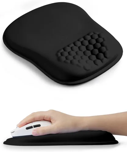 Vista 9 de Alfombrilla de mouse ergonómica con bonito diseño de gato negro, para aliviar el dolor del túnel carpiano, área de mouse 65% utilizable