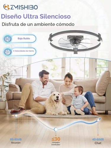Vista 5 de ZMISHIBO Ventiladores de techo RGB de bajo perfil de 20" con luces y Gris RGB