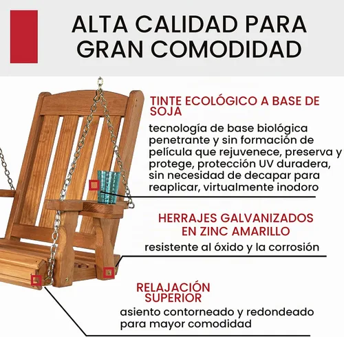 Vista 3 de Amish Casual Silla columpio con tratamiento a presión de misión resistente con portavasos (mancha de cedro)