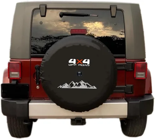 Vista 7 de Para Ford Bronco, Toyota Prado TX/TXL, Jeep JL Wrangler, cubierta de neumático de repuesto con orificio para cámara trasera, protector de cubierta