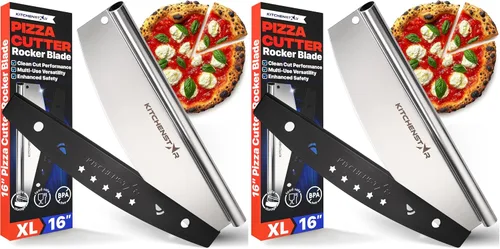 Vista 12 de Cortador de Pizza KitchenStar - Cuchillo de corte de acero inoxidable 304 con hoja súper afilada, mecanismo de eje anti-vacilación, mango ergonómico