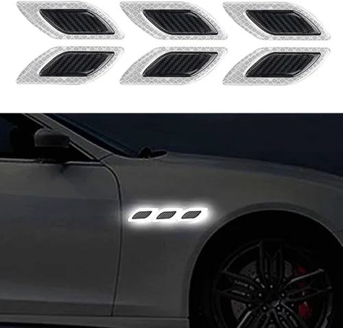 Vista 9 de 6 piezas de calcomanías reflectantes de rayas 3D fuertes, adhesivo reflectante para guardabarros, capó y parachoques de coche, adhesivo reflectante
