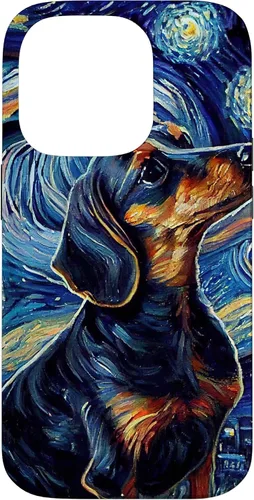 Vista 17 de Funda para iPhone 16 Starry Night Famoso Estilo de Pintura Dachshund
