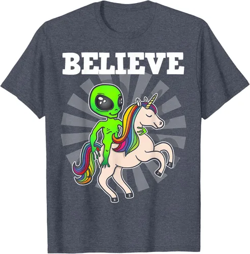 Vista 84 de Believe Space Alien Riding Unicorn - Camiseta de regalo divertida, Negro, S