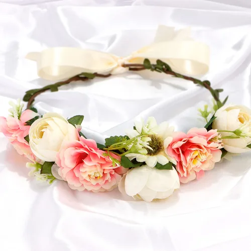 Vista 5 de Chanaco Corona floral para mujeres, niñas, baby shower, diadema de flores de boda, tocado bohemio