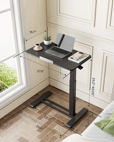 Vista 8 de FLEXISPOT H7 PRO Mesa de pie móvil ajustable para cama con ruedas neumáticas, mesa para laptop portátil, inclinable 90°, carro para computadora