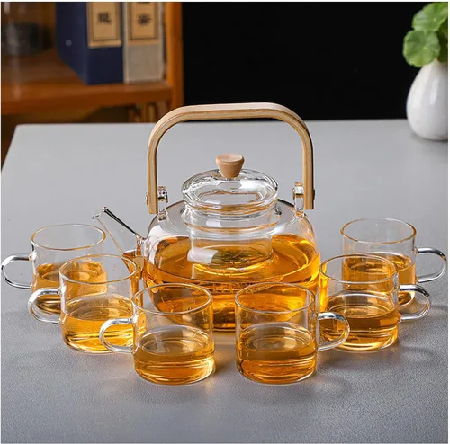 Vista 10 de Tetera de vidrio con infusor de vidrio transparente, tetera de 33.8 fl oz para estufa, té suelto, tetera de regalo