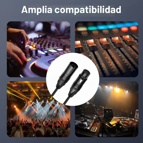 Vista 5 de GINTOOYUN Cable DMX de 4 pines de señal XLR macho a hembra DMX512 XLR macho a hembra Cable de señal de luz de escenario con conectores metálicos