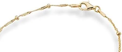Vista 3 de Miabella Italian 18K Gold Over Silver Italian Singapore Bead Chain Station Necklace for Women, Made in Italy