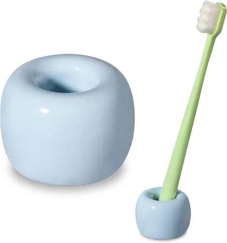 Vista 8 de Urbanstrive - Soporte para cepillo de dientes de cerámicas mini elegante para encimeras de mueble de baño (1 paquete, blanco)