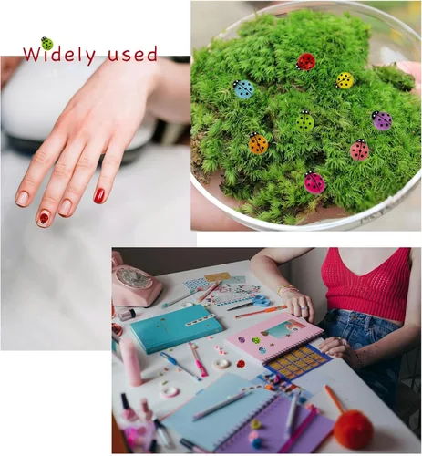 Vista 7 de 150 piezas de resina en miniatura que brillan en la oscuridad, adornos luminosos de mini mariquitas, decoración de mariquita de resina con parte