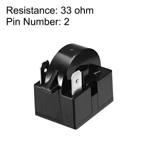 Vista 2 de uxcell Relé de arranque de refrigerador de 33 ohmios y 2 pines para compresor negro