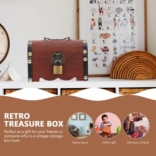 Vista 7 de Caja de almacenamiento de madera con cerradura de casillero, 1 unidad, caja de madera de ahorro, alcancía para niños, caja de alcancía para niños