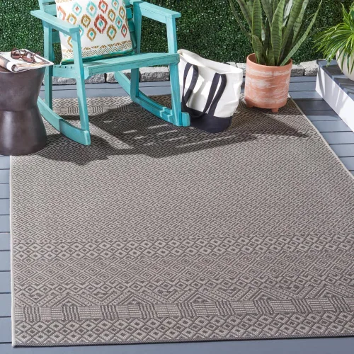 Vista 27 de SAFAVIEH Alfombra lavable para exteriores, colección Courtyard de 2.3 x 6.7 pies, beige y azul aguamarina, no desprende pelusa y es fácil