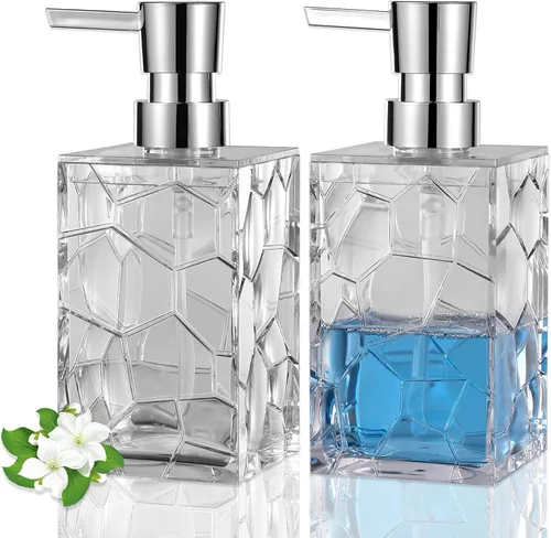 Vista 11 de Dispensador de Jabón de Manos, Botellas de Bomba Líquida de Plástico Acrílico Transparente Recargables Dispensador de Loción para Decoración de Baño