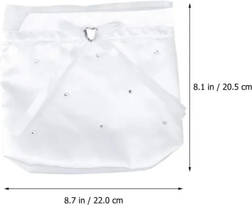 Vista 7 de BESTOYARD Bolso de mano de satén con decoración de flores de perlas, bolso de dama de honor con cordón para artículos esenciales del día de la boda