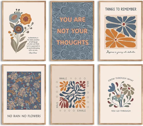 Vista 9 de Póster artístico de pared de salud mental, lienzo motivacional, decoración de pared, terapia, oficina, póster bohemio, impresiones inspiradoras