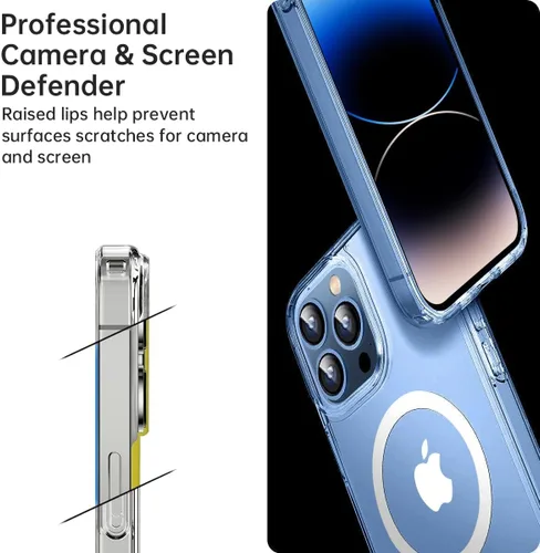 Vista 5 de Funda magnética para iPhone 14 Pro [compatible con MagSafe] [Fuerte magnético] [Protección de grado militar de 10 pies] Funda delgada para iPhone 14