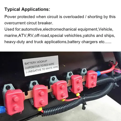 Vista 3 de 2 disyuntores de reinicio automático de 12 V - 24 V CC, disyuntores de reinicio automático de 30 amperios con perno de cubierta para Bolt Automotive