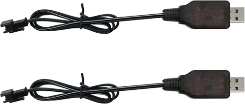 Vista 3 de SM2P Cargador para batería Ni-Cd Ni-Mh de 7.2 V Huina 1550 15 canales RC Excavadora RC Cars Toy Toy Cable de carga USB, paquete de 2