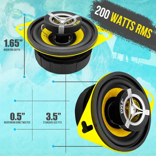 Vista 2 de Sistema de altavoces de coche de dos vías Pyle - Pro de 3.5 pulgadas 120 vatios 4 ohmios Tweeter medio componente de audio de sonido para estéreo