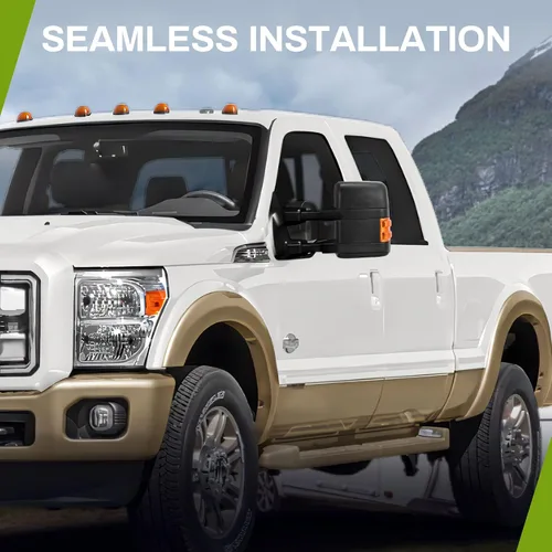 Vista 6 de AUTOSAVER88 Espejos de remolque compatibles con Ford F250, F350, F450 y F550, modelos 2008 a 2016. Espejo con luz de giro ámbar, climatizado