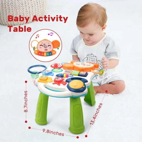 Vista 7 de CUTE STONE - Andador de aprendizaje de sentarse a pararse, andador para bebé 2 en 1, centro de actividades educativas tempranas para niños, panel