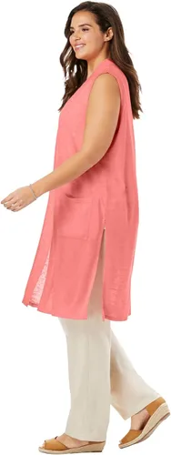 Vista 4 de Woman Within Chaleco de lino ligero para mujer talla grande