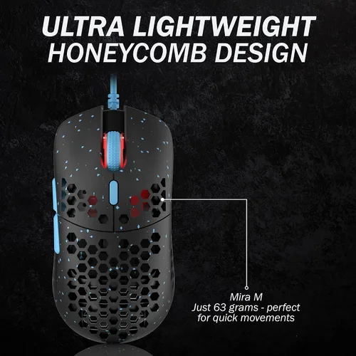 Vista 3 de HK Gaming - Mira M - Mouse para juegos ultraligero con 6 botones, 2.1 onzas