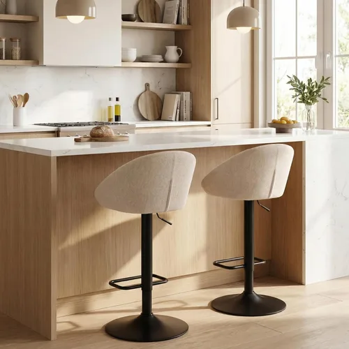 Vista 4 de CIMOTA Juego de 2 taburetes de bar ajustables giratorios modernos, sillas de bar con respaldo para comedor, isla de cocina, bar en casa, altura