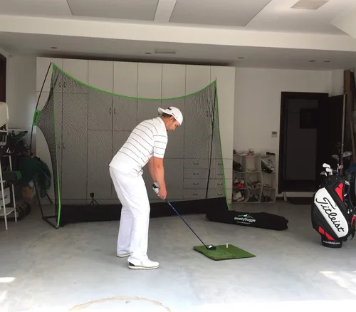 Vista 8 de para conducción en el patio trasero, red de práctica de golf, alfombra de golf de doble césped, objetivo de astillado y bolsa de transporte