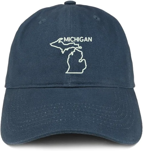 Vista 3 de Trendy Apparel Shop Michigan Text State Outline State - Sombrero de algodón bordado para papá