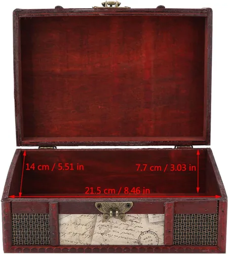 Vista 3 de TOPINCN Caja de almacenamiento de madera vintage, organizador de joyas de tamaño pequeño, caja de almacenamiento retro, caja de almacenamiento