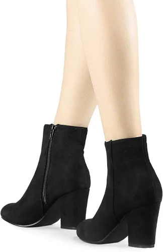Vista 2 de Allegra K Botines de tacón grueso con cremallera lateral para mujer