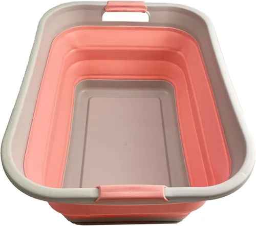 Vista 6 de SAMMART Cesta de lavandería de plástico plegable de 41L (10.8 galones) - Contenedor/organizador de almacenamiento plegable emergente - Tina