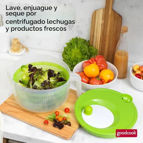 Vista 3 de GoodCook Deluxe, para ensalada, 6 cuartos de galón de capacidad, perilla de giro fácil, boquilla de vertido integrada, cesta multiuso, duradero