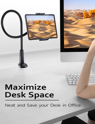 Vista 2 de Tryone Soporte para tablet de cuello de cisne para cama, ajustable, flexible, soporte para tabletas, abrazadera en la mesa, compatible con iPad Air