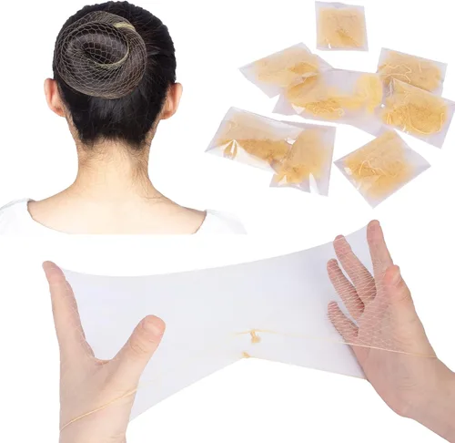 Vista 10 de WeKen Red de pelo invisible con borde elástico para mujeres, servicio de alimentos, ballet, moño, dormir, embalaje individual, 20 pulgadas Negro