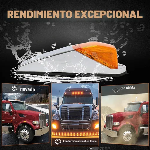 Vista 5 de ECOTRIC 5 luces LED ámbar para correr de 31 luces LED para camiones Peterbilt/Kenworth/Freightliner/Volvo/Western Star/Mack/International/Paccar