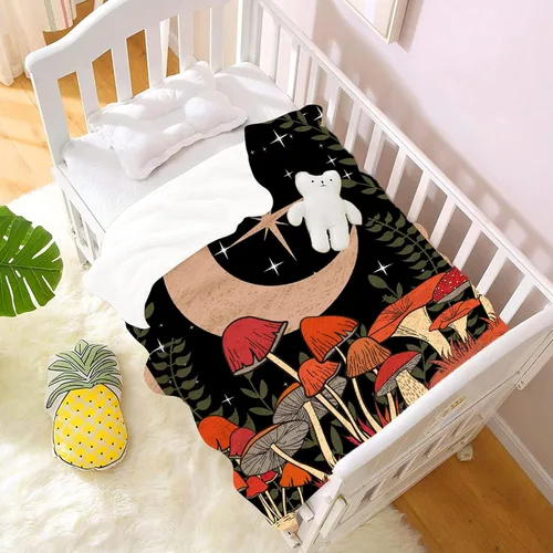 Vista 2 de Manta de hongos, ultra suave, cálida y ligera, de franela de forro polar con microhongos, para cama, sofá, regalo de viaje, decoración de hongos